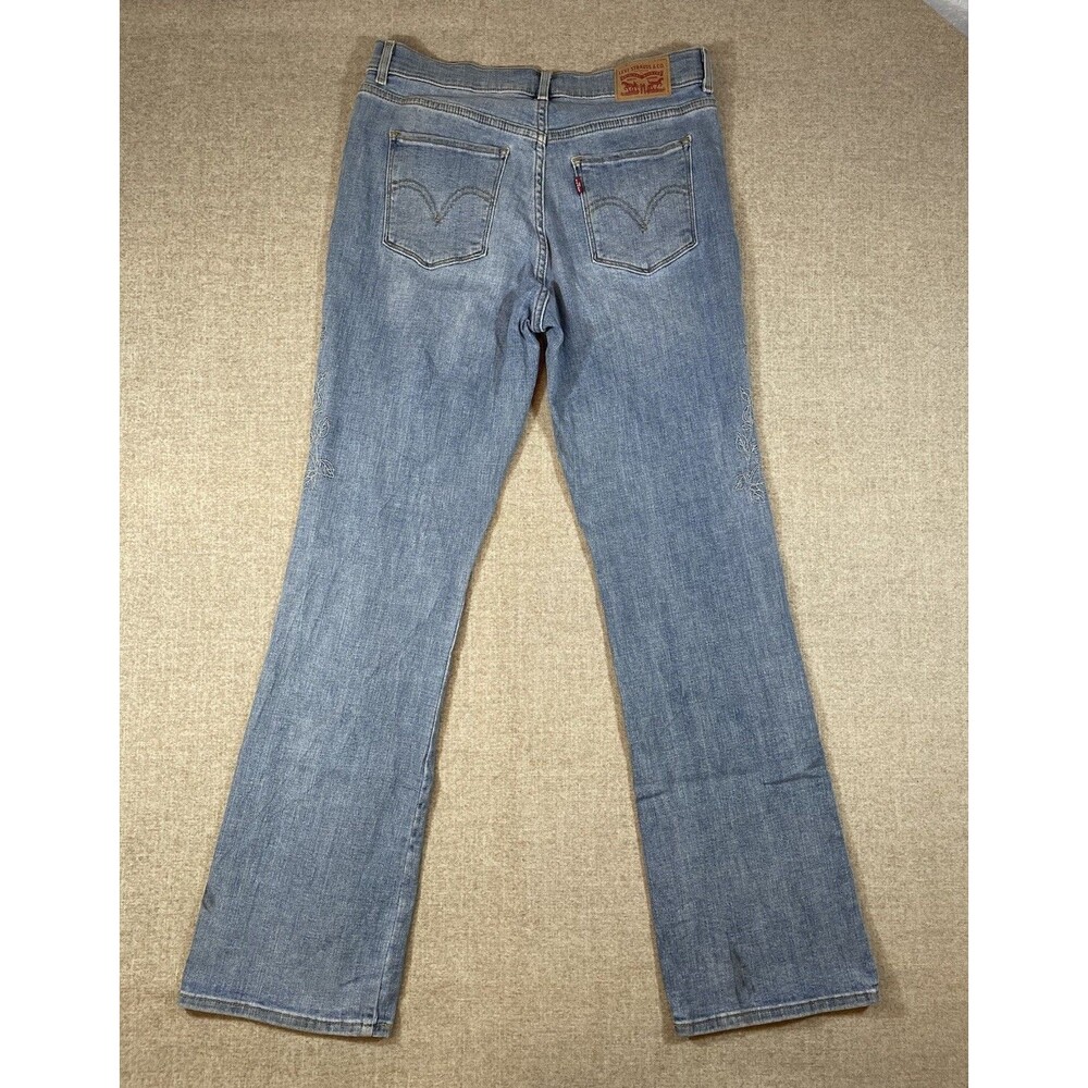 Levi's Classic Bootcut Jeans Blue Floral Embroidered Denim Womens 10 Stretch - Picture 12 of 15
